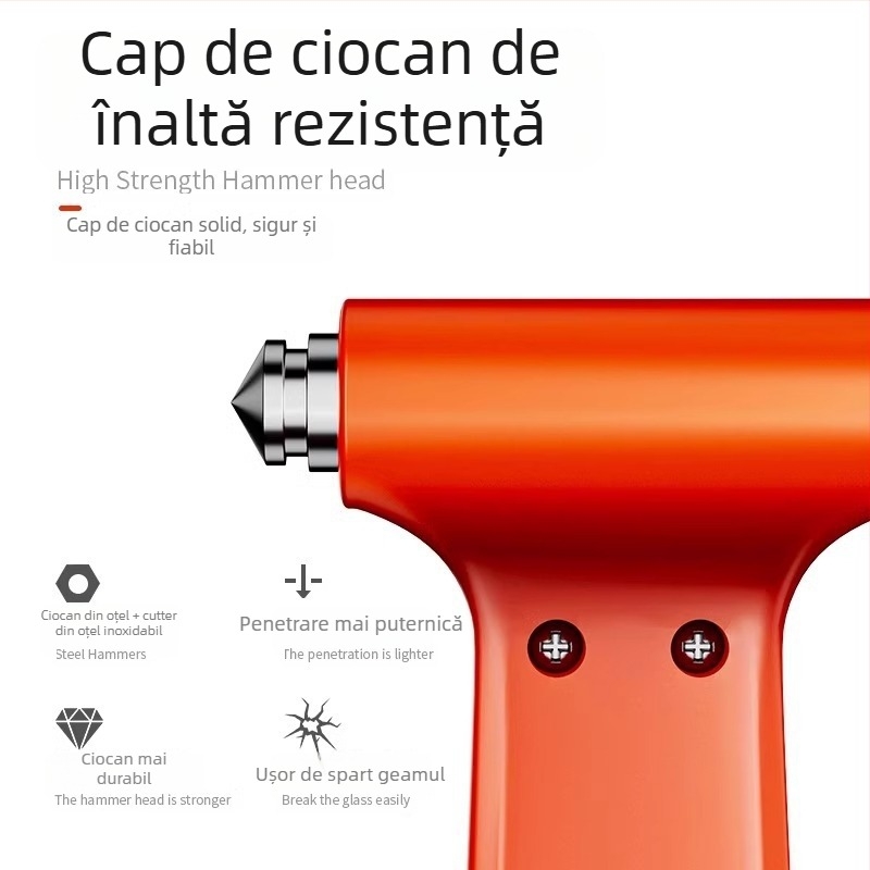 Cioc de spargere a geamurilor auto, portabil, din oțel inoxidabil, instrument de siguranță auto, multifuncțional