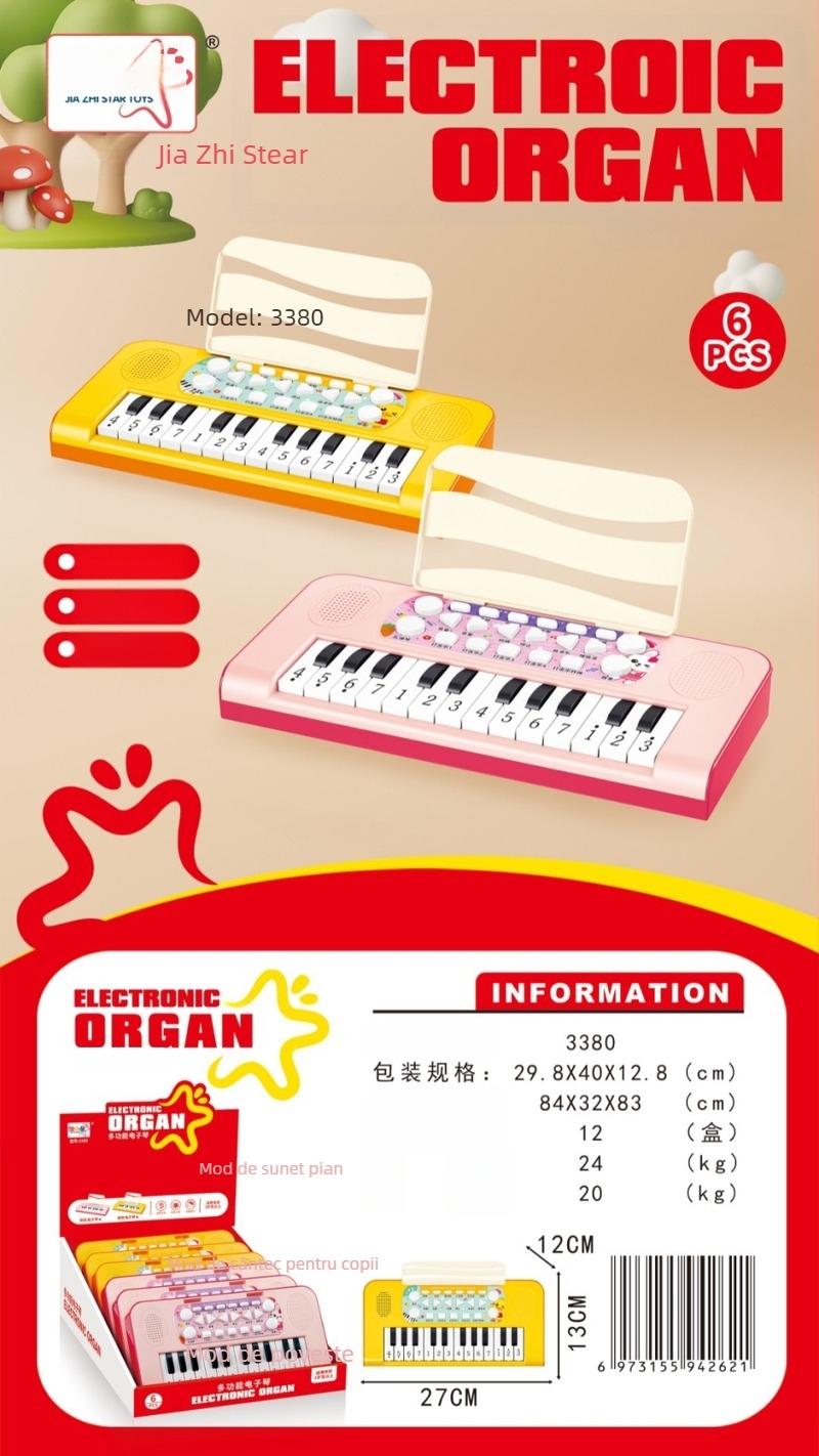 Keyboard electronic pentru copii, învățare timpurie cu cântece și povești educaționale, corp din plastic, potrivit pentru 4–6 ani, jucărie 3C pentru sub 14 ani