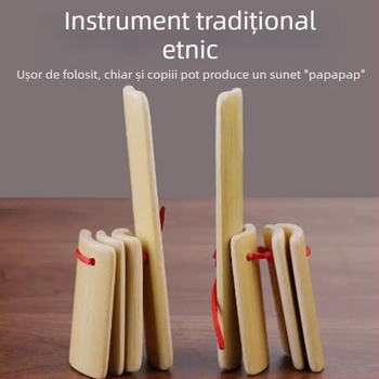 Clapper din bambus cu 4 plăci pentru elocvență; bambus standard; marcă privată autorizată; fără ambalaj