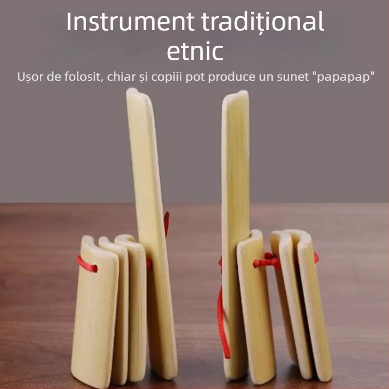 Clapper din bambus cu 4 plăci pentru elocvență; bambus standard; marcă privată autorizată; fără ambalaj