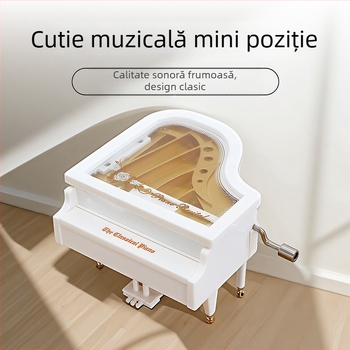 Enmei cutie muzicală cu pian, din plastic, acționare manuală rotativă, ornament pentru copii — cadou de ziua de naștere, stil simplu modern