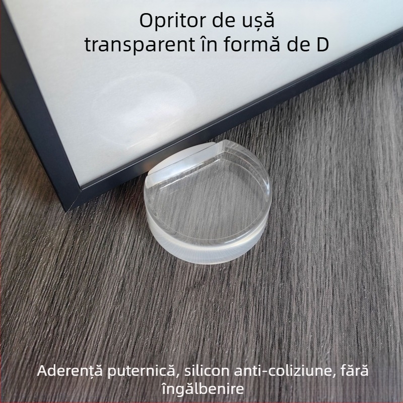 Stopper de ușă tip D, din plastic, suprafață lustruită, fără găuri, montaj pe podea CT-02