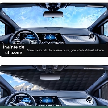 Acoperire universală pentru mașină cu folie de aluminiu, protecție solară și împotriva ploii, izolație termică, montaj încorporat, acoperire pentru partea din față