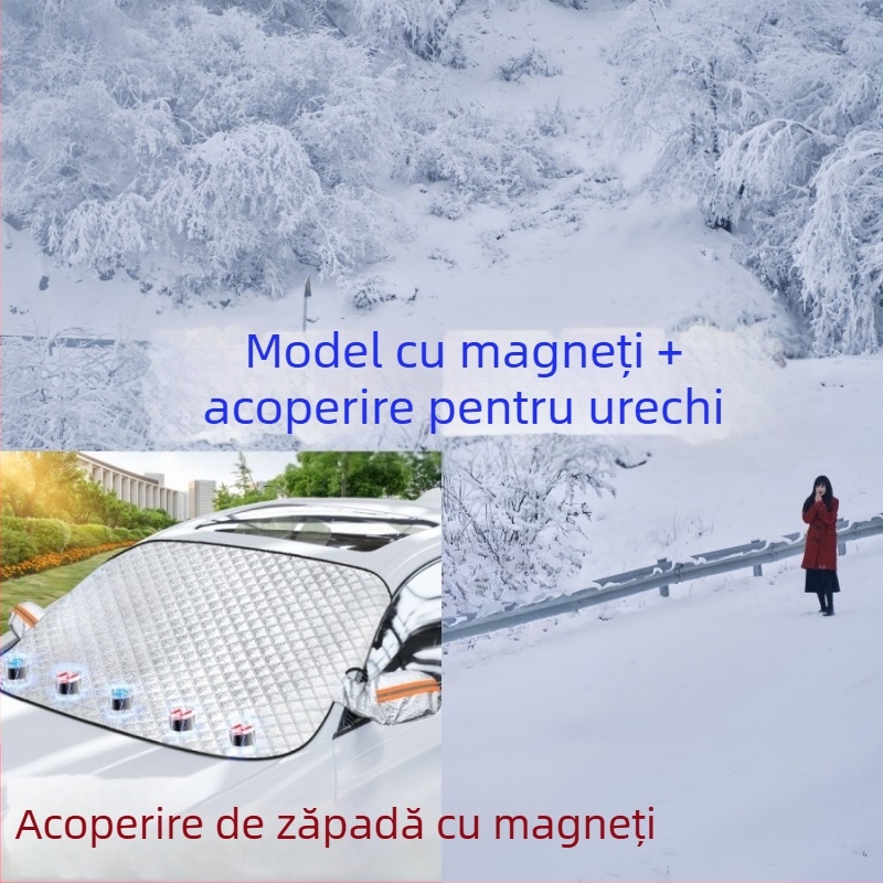 Acoperire universală pentru mașină cu folie de aluminiu, protecție solară și împotriva ploii, izolație termică, montaj încorporat, acoperire pentru partea din față