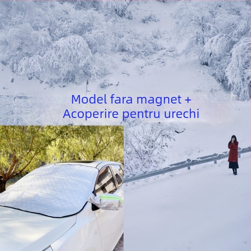 Acoperire universală pentru mașină cu folie de aluminiu, protecție solară și împotriva ploii, izolație termică, montaj încorporat, acoperire pentru partea din față