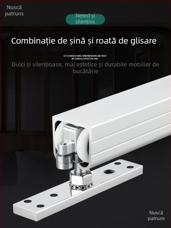 Șină de fereastră pliabilă cu role – șină din lemn pentru uși glisante, stânga/dreapta, separator balcon, set complet