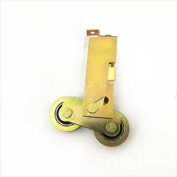 Roată dublă pentru uși și ferestre, cu canelură pentru frânghie, diametrul axului și grosimea peretelui