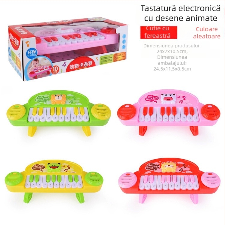 Jucărie organ electronic pentru copii - instrument muzical din plastic pentru educația timpurie, dezvoltă coordonarea mână-ochi, auzul, dezvoltarea emoțională și intelectuală pentru sugari 0–3 ani