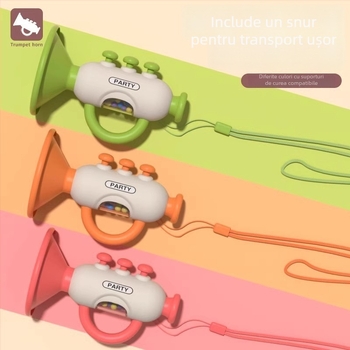 Cornet de jucărie pentru copii – instrument muzical educațional (Plastic; vârsta 4–6 ani; dezvoltarea auzului)