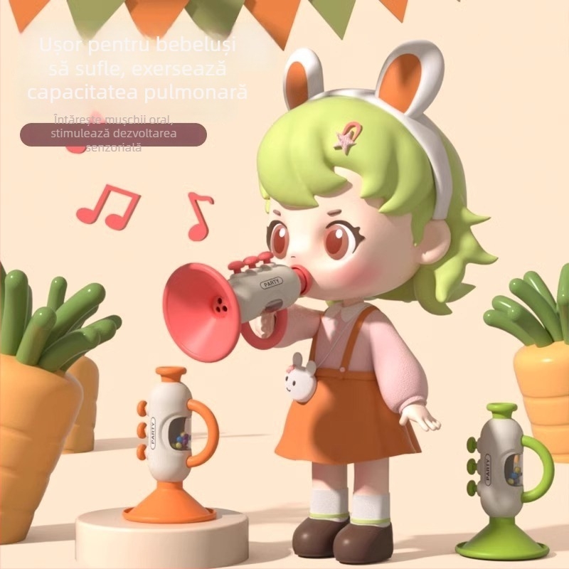 Cornet de jucărie pentru copii – instrument muzical educațional (Plastic; vârsta 4–6 ani; dezvoltarea auzului)