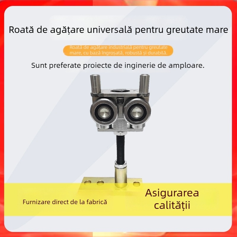 Rulment universal de suspensie pentru uși din lemn și șine glisante – Material: oțel laminat la rece + nylon; Capacitate: 1 tonă; Dimensiuni personalizate; Potrivit pentru panouri de compartimentare, uși din lemn, uși glisante, uși suprapuse