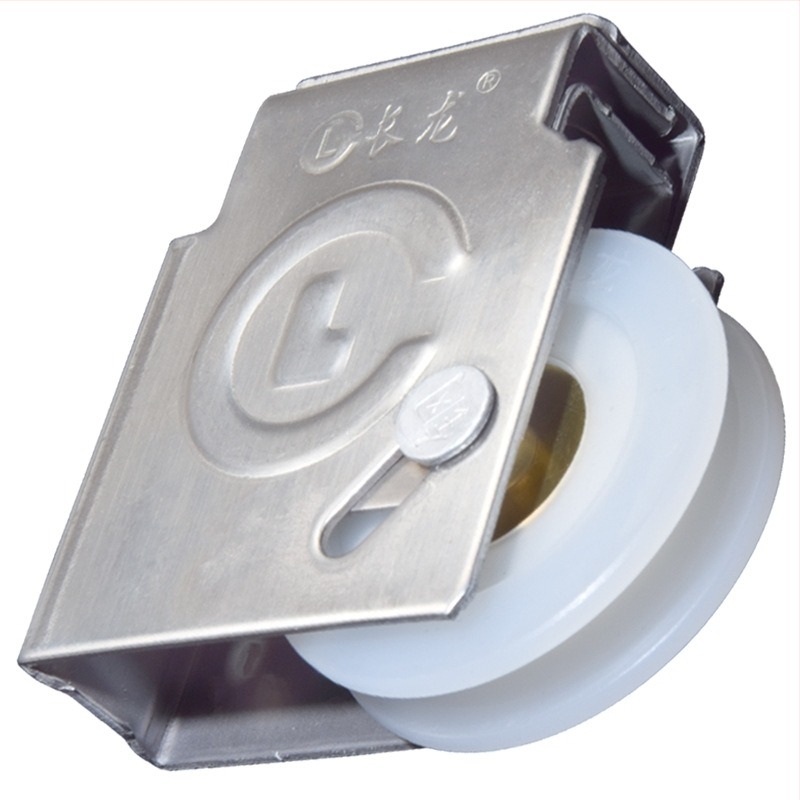 Rola inferioară pentru uși și ferestre, cu cadru din oțel inoxidabil și role din nailon cu nucleu de cupru, Model 90, capacitate de încărcare 56 kg