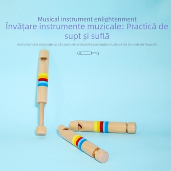 Flaută din lemn pentru educație timpurie — dezvoltare senzorială și auditivă; Material: lemn; Origine: Zhejiang; Brand: Miyou Rabbit; Vârstă: 0–3 ani; Învățare: senzorială, auditivă și cultivarea interesului.
