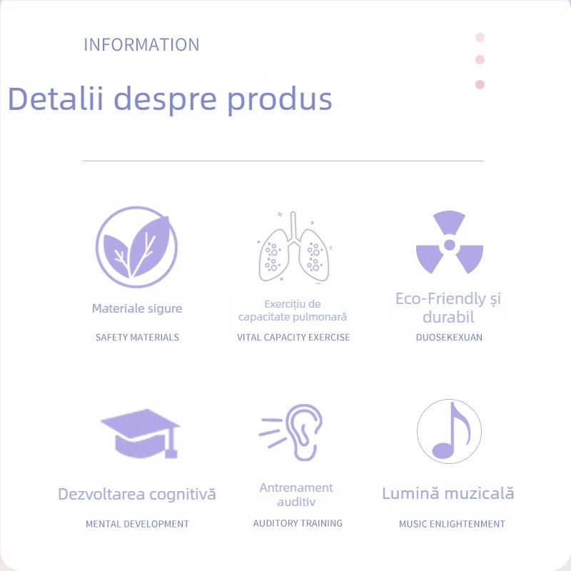 Flaută din lemn pentru educație timpurie — dezvoltare senzorială și auditivă; Material: lemn; Origine: Zhejiang; Brand: Miyou Rabbit; Vârstă: 0–3 ani; Învățare: senzorială, auditivă și cultivarea interesului.