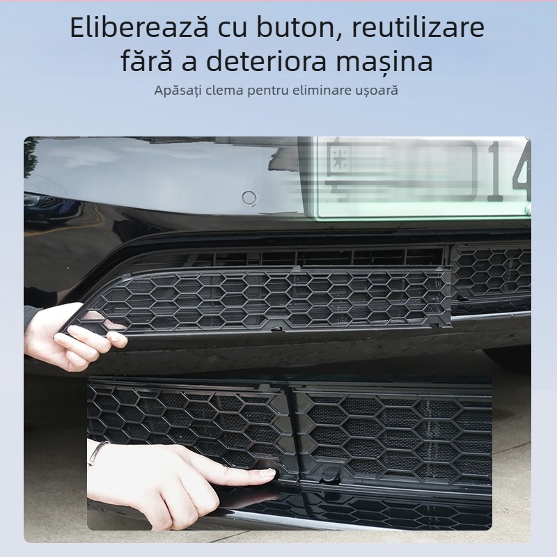Plasă de protecție a grillei radiatorului pentru Tesla Model 3/Y, tip detașabil despărțit, material PC aliaj