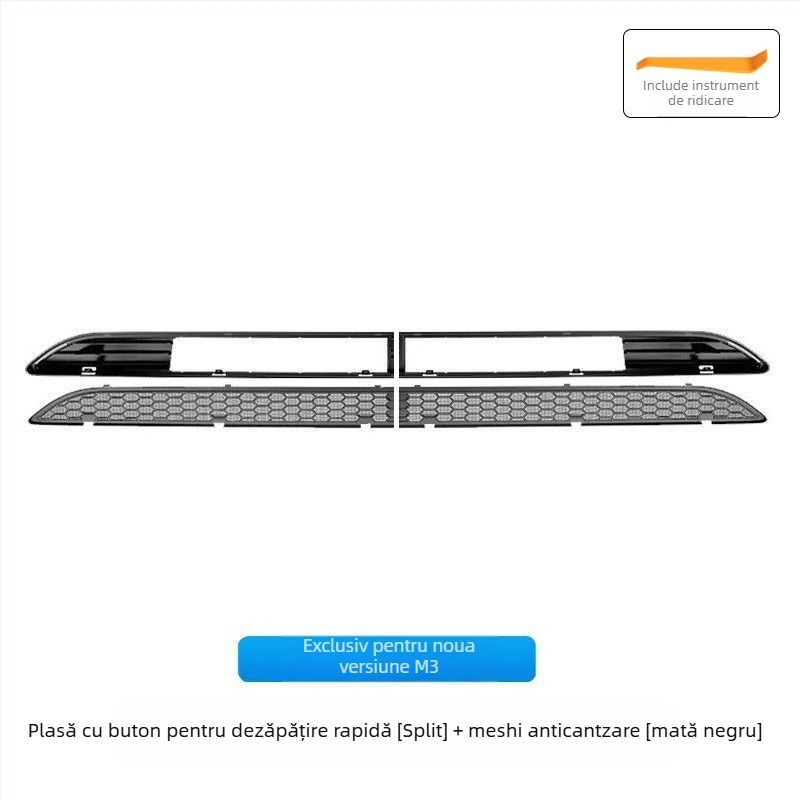 Plasă de protecție a grillei radiatorului pentru Tesla Model 3/Y, tip detașabil despărțit, material PC aliaj
