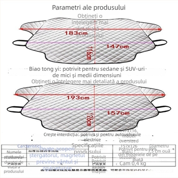 Scut de zăpadă căptușit pentru parbrizul frontal al mașinii, trei straturi de bumbac, instalare tip Card-in, potrivire universală