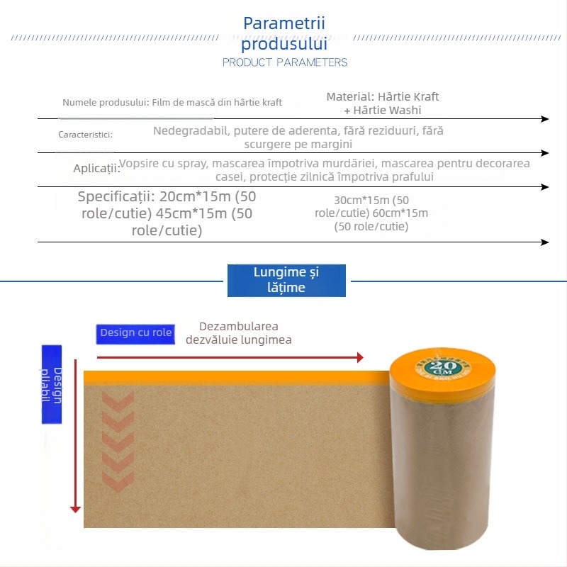 Lixinda Film de mască Kraft pentru vopsire cu pulverizare – Kraft + hârtie japoneză, miez din tub de hârtie