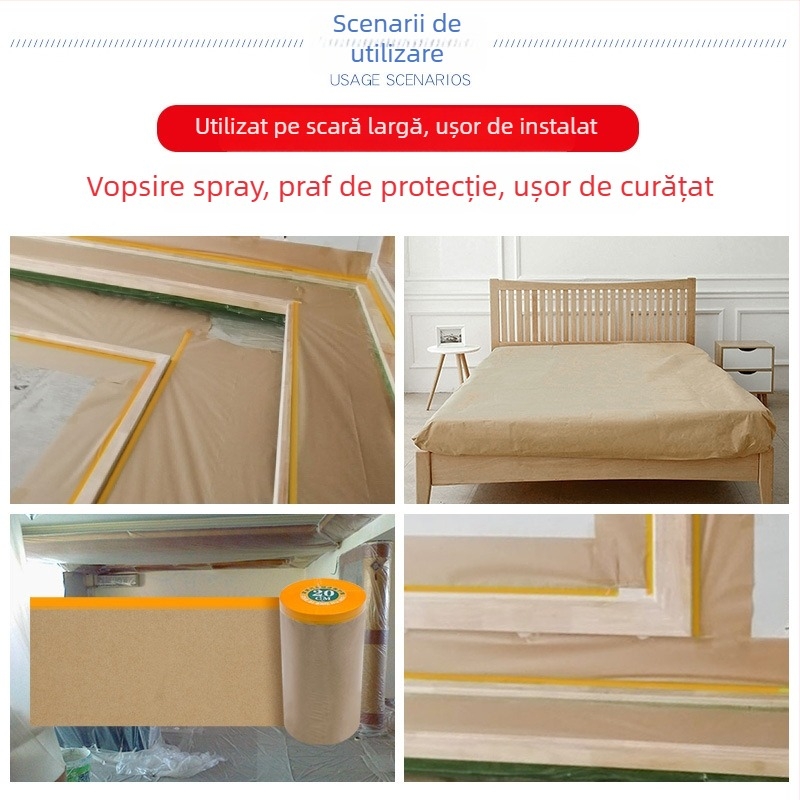 Lixinda Film de mască Kraft pentru vopsire cu pulverizare – Kraft + hârtie japoneză, miez din tub de hârtie