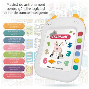 Jucărie educațională cu citire punctuală – dispozitiv inteligent de învățare timpurie cu citire vocală și antrenament pentru concentrare și logică (Categorie: dispozitiv de citire punctuală; Funcții: electric, interactiv, muzical; Material: plastic; Alimen