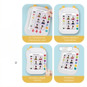 Jucărie educațională cu citire punctuală – dispozitiv inteligent de învățare timpurie cu citire vocală și antrenament pentru concentrare și logică (Categorie: dispozitiv de citire punctuală; Funcții: electric, interactiv, muzical; Material: plastic; Alimen