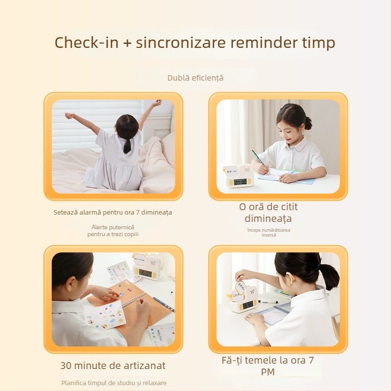 Dispozitiv de învățare pentru elevi – monitor de autocontrol și gestionare a timpului, reîncărcabil, carcasă din plastic, vârstă 7–14 ani