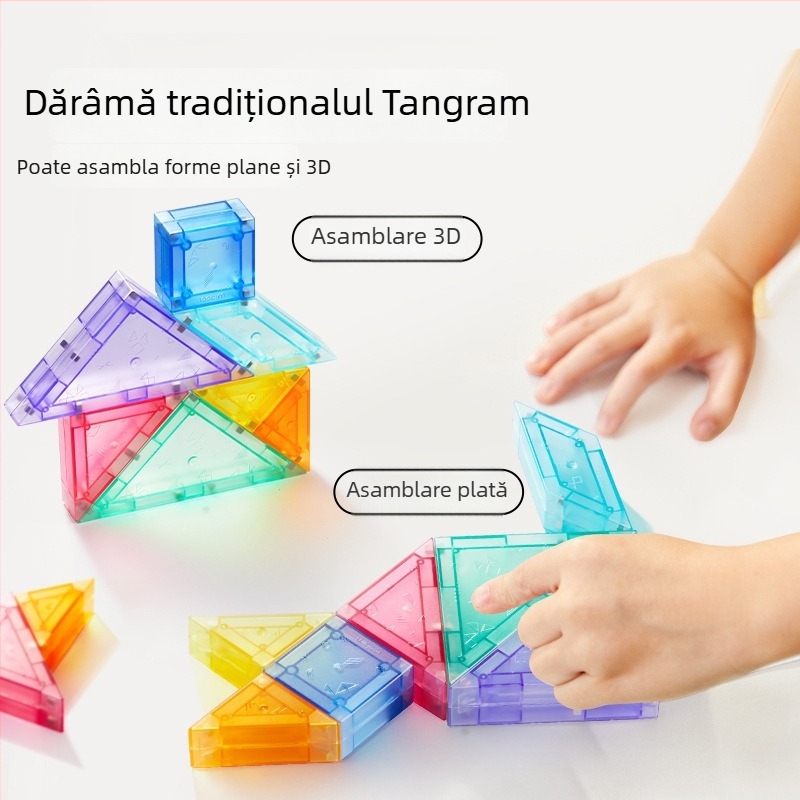 Panou Tangram tridimensional pentru copii 4–6 ani, jucărie educativă de construcții, ABS, posibil DIY, Milu licențiată ca marcă privată