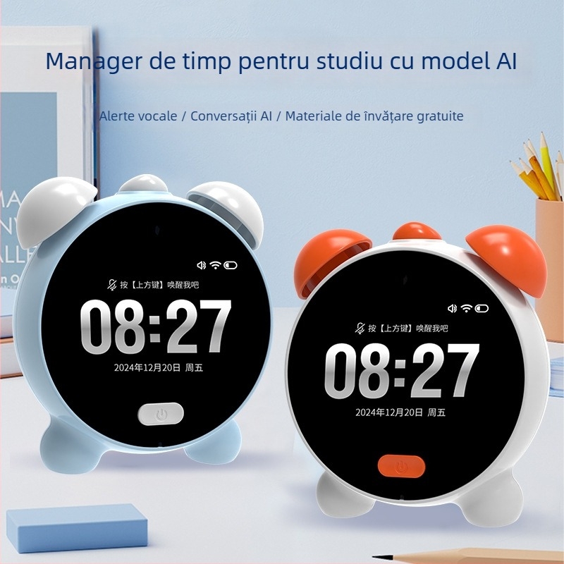 Ceas AI vocal pentru copii pentru învățare — Recunoaștere vocală, Ceas inteligent, Carcasă din plastic, Baterie încorporată, pentru vârsta 4–6 ani