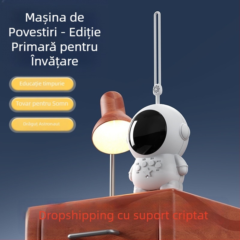 Astronaută mașină de povești pentru educație timpurie, pentru bebeluși și copii mici — reîncărcabilă prin USB, construcție din plastic, pentru 0–3 ani, dezvoltă emoția, vederea, inteligența și auzul, include povești și cântece de copii