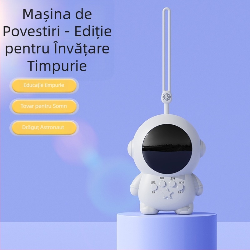 Astronaută mașină de povești pentru educație timpurie, pentru bebeluși și copii mici — reîncărcabilă prin USB, construcție din plastic, pentru 0–3 ani, dezvoltă emoția, vederea, inteligența și auzul, include povești și cântece de copii