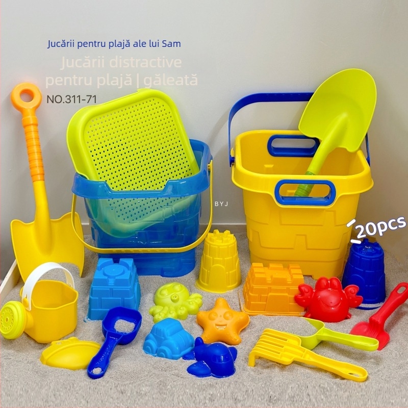 Set de Jucării pentru Plajă pentru Copii: Lopățică de Apă și Unelte pentru Săpat în Nisip — Găleată Inclusă, din Plastic, pentru Copii 4-6 ani