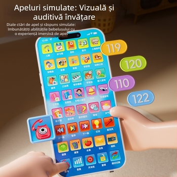 Telefon educațional pentru copii — baterie Li-ion reîncărcabilă, corp din plastic, funcție muzicală, fără memorie, potrivit pentru vârsta 0–3 ani, dezvoltă coordonarea mână-ochi și dezvoltarea cognitivă