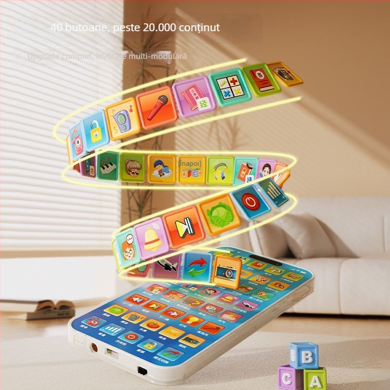 Telefon educațional pentru copii — baterie Li-ion reîncărcabilă, corp din plastic, funcție muzicală, fără memorie, potrivit pentru vârsta 0–3 ani, dezvoltă coordonarea mână-ochi și dezvoltarea cognitivă