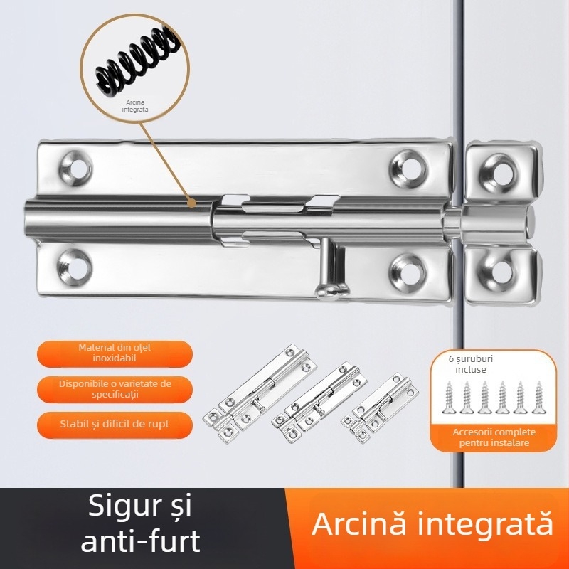 Încuietoare de ușă din oțel inoxidabil, tip A cu pin, montaj flanș, finisaj perlat, brand Shuntai, stil modern minimalist