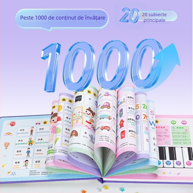 Carte audio educațională vorbitoare pentru primii ani și dispozitiv de citire cu puncte, electric, reîncărcabil, baterie litiu, pentru 4–6 ani, memorie sub 1 g
