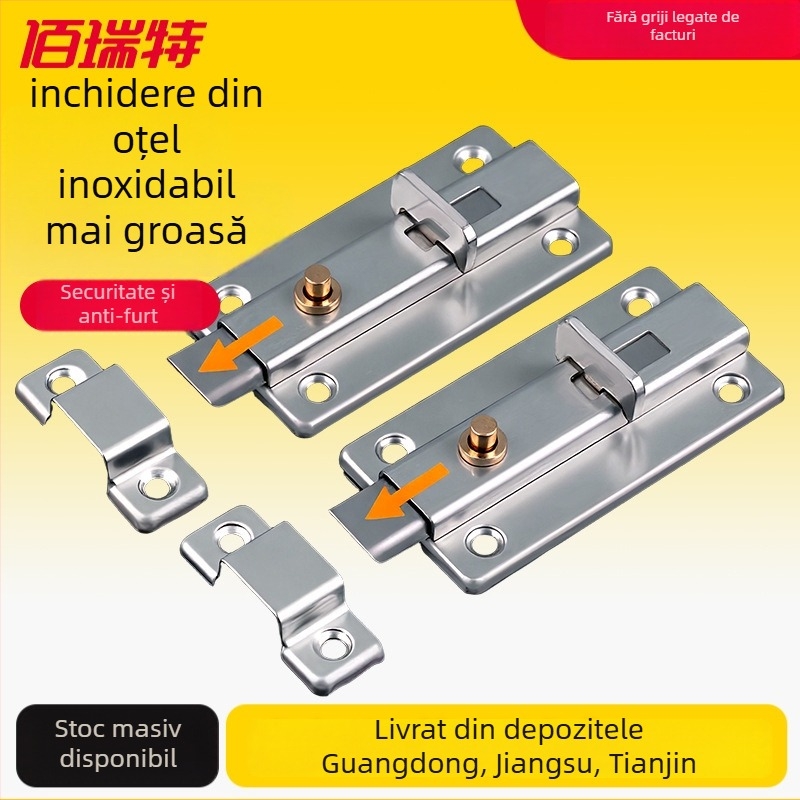 Încuietoare de ușă din oțel inoxidabil cu arc automat; pentru uși interioare (cameră/băi) (material: oțel inoxidabil; mecanism: arc automat; funcție: securitate; aplicație: uși interioare)