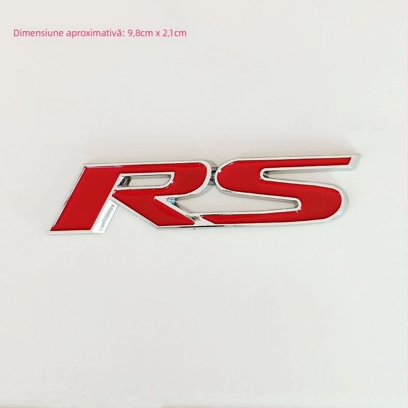 Autocolant pentru caroserie RS Letters Emblem, material acrilic, montaj adeziv, procesare personalizată