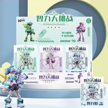 Puzzle Kongming Lock – Cutie de afișare cu 24 de piese, pentru 7–14 ani, origine Zhejiang, ambalare în cutie