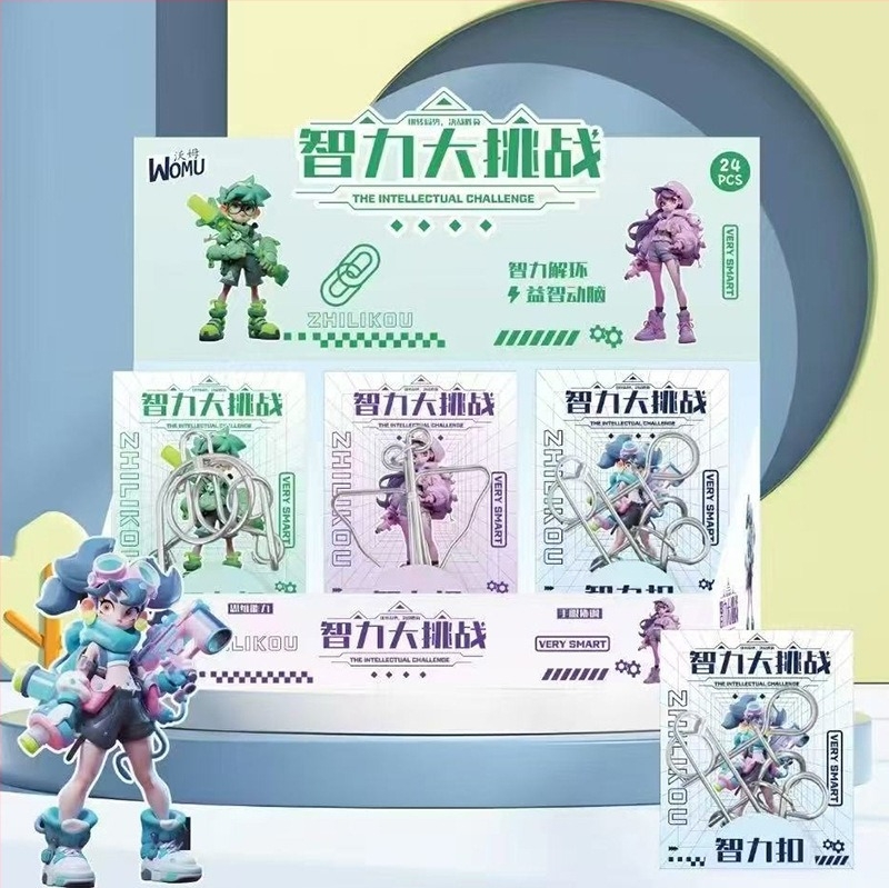 Puzzle Kongming Lock – Cutie de afișare cu 24 de piese, pentru 7–14 ani, origine Zhejiang, ambalare în cutie