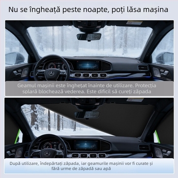 Husă de zăpadă pentru parbrizul frontal al mașinii – denim, stil extins, cod WJ0085, montaj cu curele, universal