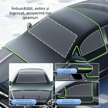 Husă de zăpadă pentru parbrizul frontal al mașinii – denim, stil extins, cod WJ0085, montaj cu curele, universal