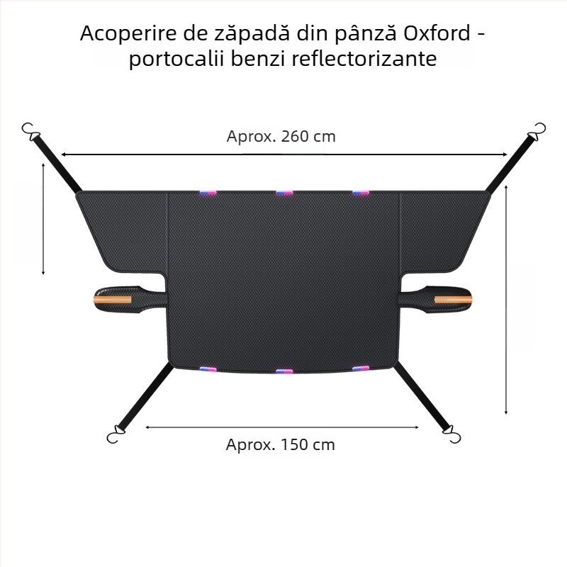 Husă de zăpadă pentru parbrizul frontal al mașinii – denim, stil extins, cod WJ0085, montaj cu curele, universal