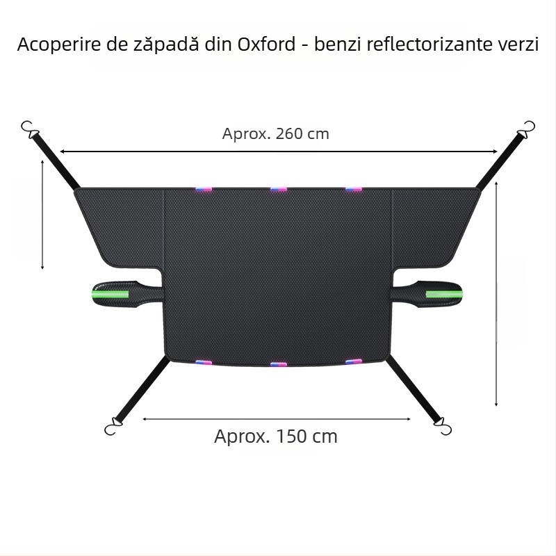 Husă de zăpadă pentru parbrizul frontal al mașinii – denim, stil extins, cod WJ0085, montaj cu curele, universal