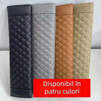 Pernă pentru centura de siguranță auto - piele lambskin, brodată, chezhimei, 70 g, fără logo
