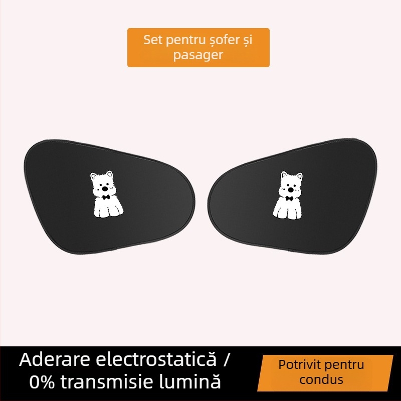 Umbră pentru fereastra automobilului - izolație termică, folie de aluminiu, montaj snap-in, potrivire universală, model desen animat