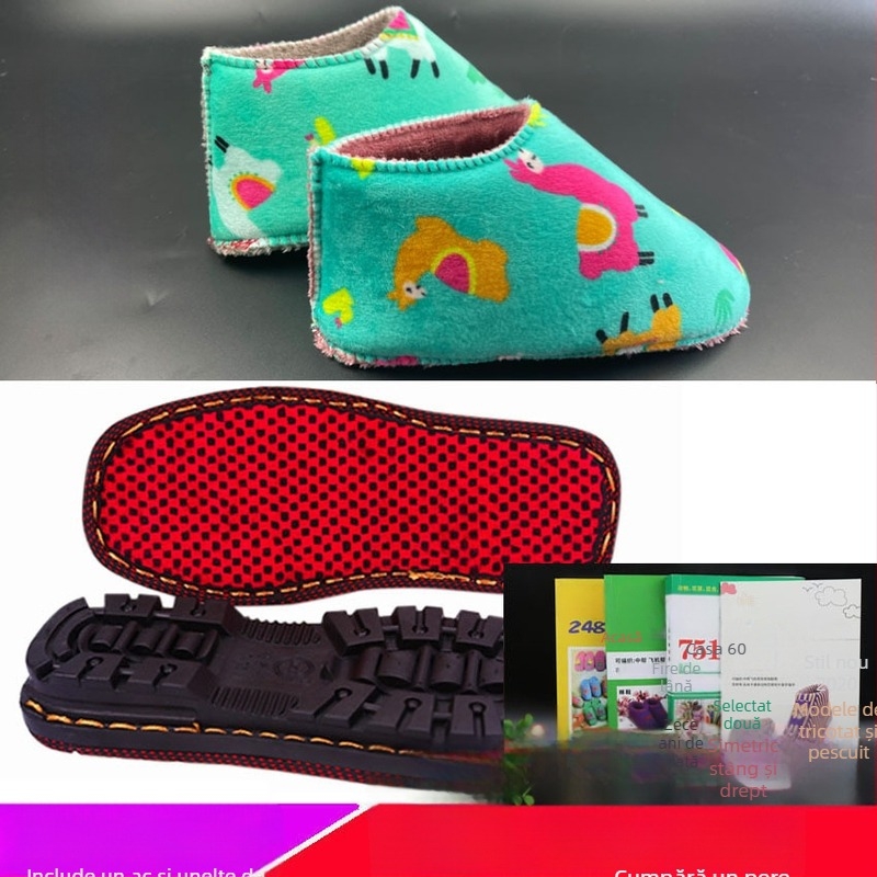 Material pentru încălțăminte din cauciuc, talpă antiderapantă și partea superioară din burete de flanel; compatibil cu modele joase, medii și înalte; lucrat manual; potrivit pentru toate sezoanele