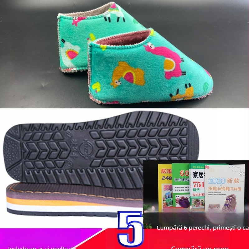 Material pentru încălțăminte din cauciuc, talpă antiderapantă și partea superioară din burete de flanel; compatibil cu modele joase, medii și înalte; lucrat manual; potrivit pentru toate sezoanele