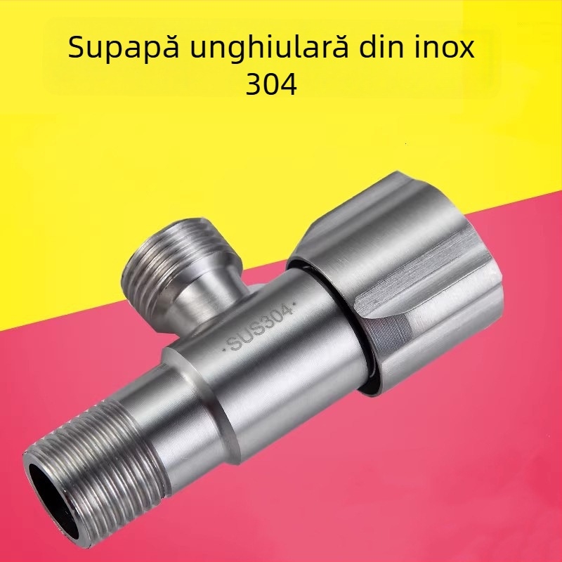 Robinet triunghiular pentru apă caldă și rece, oțel inoxidabil SUS304, conexiune filetată, Bath Ming Ding, stil modern minimalist