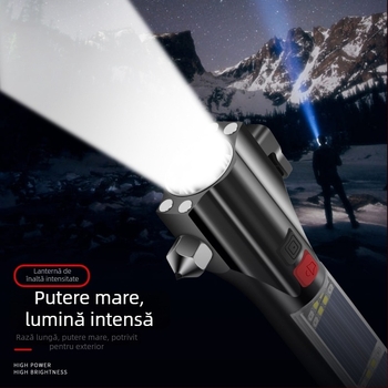 Ciocan auto multifuncțional cu lanternă solară – salvare, spargerea geamului, alarmă • OUDEW • aliaj de aluminiu • Zhejiang • 250 g