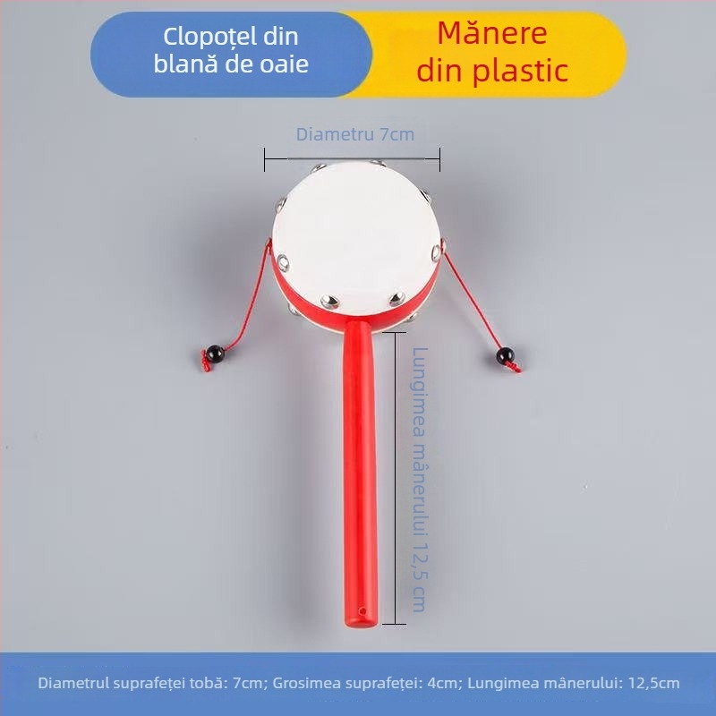 Jucărie rattles cu tambur cu valuri acționat manual — plastic, brand Ocean, dezvoltare a prinderii, potrivită pentru sugari și copii mici (0–3 ani)